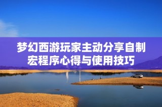 梦幻西游玩家主动分享自制宏程序心得与使用技巧