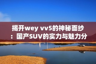 揭开wey vv5的神秘面纱：国产SUV的实力与魅力分析