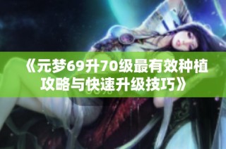《元梦69升70级最有效种植攻略与快速升级技巧》