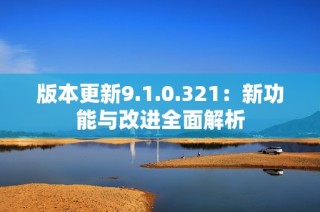 版本更新9.1.0.321：新功能与改进全面解析