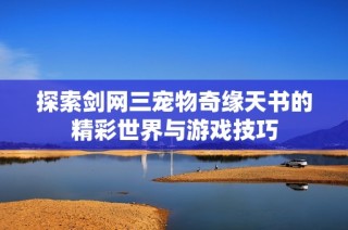 探索剑网三宠物奇缘天书的精彩世界与游戏技巧