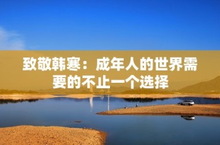 致敬韩寒：成年人的世界需要的不止一个选择