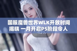国服魔兽世界WLK开放时间揭晓 一月开启P5阶段令人期待