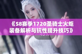 《S8赛季1720圣骑士火炬装备解析与抗性提升技巧》