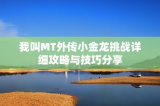 我叫MT外传小金龙挑战详细攻略与技巧分享
