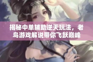 揭秘中单辅助逆天玩法，老鸟游戏解说带你飞跃巅峰