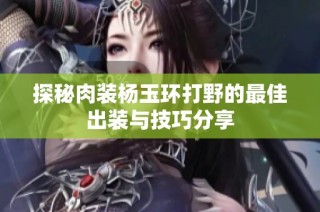 探秘肉装杨玉环打野的最佳出装与技巧分享