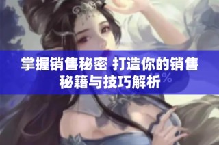 掌握销售秘密 打造你的销售秘籍与技巧解析