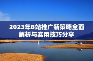 2023年B站推广新策略全面解析与实用技巧分享