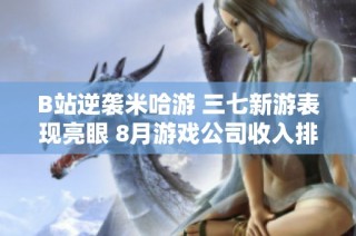 B站逆袭米哈游 三七新游表现亮眼 8月游戏公司收入排名出炉