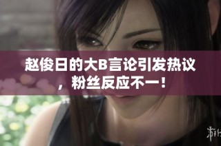 赵俊日的大B言论引发热议，粉丝反应不一！