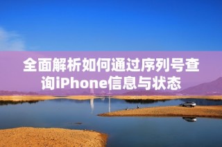 全面解析如何通过序列号查询iPhone信息与状态