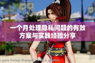 一个月处理隐私问题的有效方案与实践经验分享