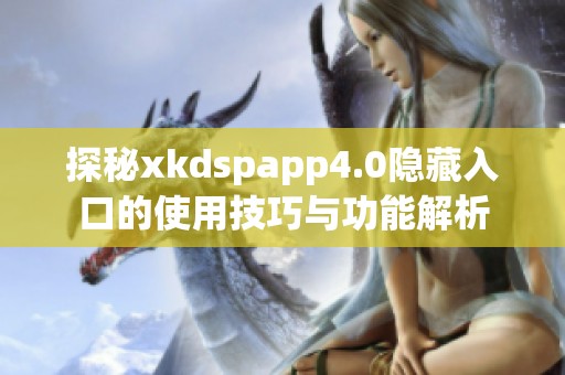 探秘xkdspapp4.0隐藏入口的使用技巧与功能解析