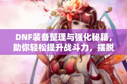 DNF装备整理与强化秘籍，助你轻松提升战斗力，摆脱装备烦恼