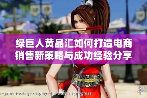 绿巨人黄品汇如何打造电商销售新策略与成功经验分享