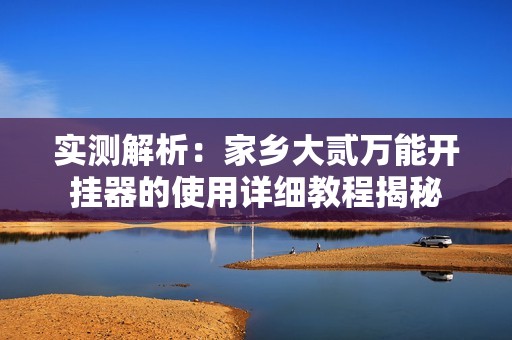 实测解析：家乡大贰万能开挂器的使用详细教程揭秘