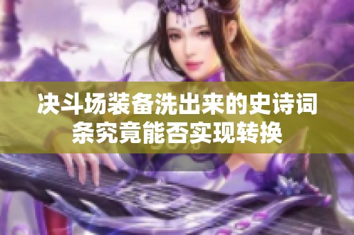 决斗场装备洗出来的史诗词条究竟能否实现转换