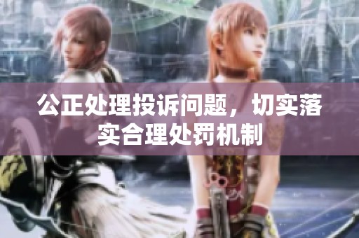 公正处理投诉问题，切实落实合理处罚机制