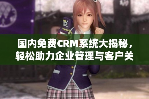 国内免费CRM系统大揭秘，轻松助力企业管理与客户关系提升