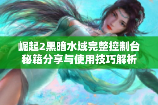 崛起2黑暗水域完整控制台秘籍分享与使用技巧解析