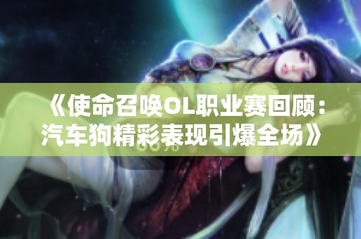 《使命召唤OL职业赛回顾：汽车狗精彩表现引爆全场》