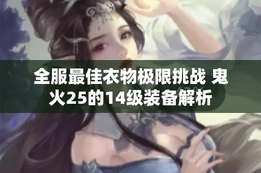 全服最佳衣物极限挑战 鬼火25的14级装备解析