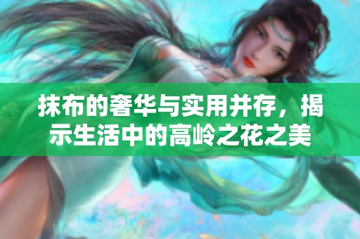 抹布的奢华与实用并存，揭示生活中的高岭之花之美