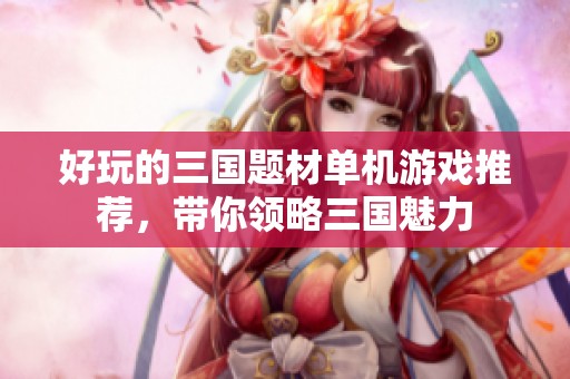 好玩的三国题材单机游戏推荐，带你领略三国魅力