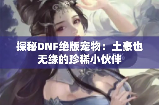 探秘DNF绝版宠物：土豪也无缘的珍稀小伙伴