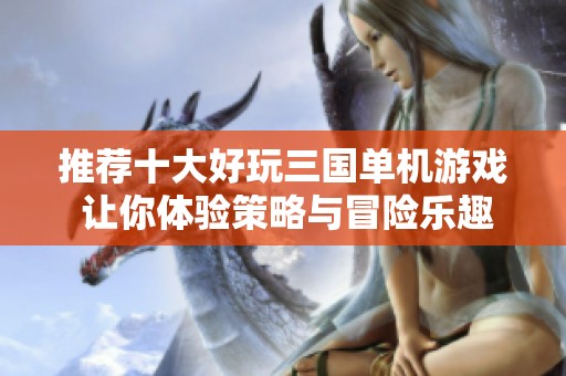 推荐十大好玩三国单机游戏 让你体验策略与冒险乐趣