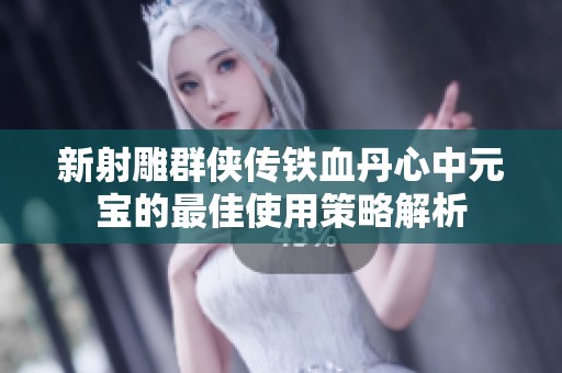 新射雕群侠传铁血丹心中元宝的最佳使用策略解析